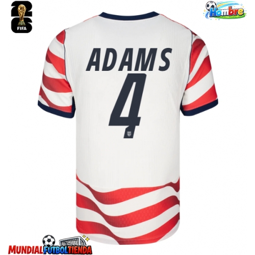 Camiseta Estados Unidos Tyler Adams #4 Primera Equipación Replica Mundial 2026 mangas cortas